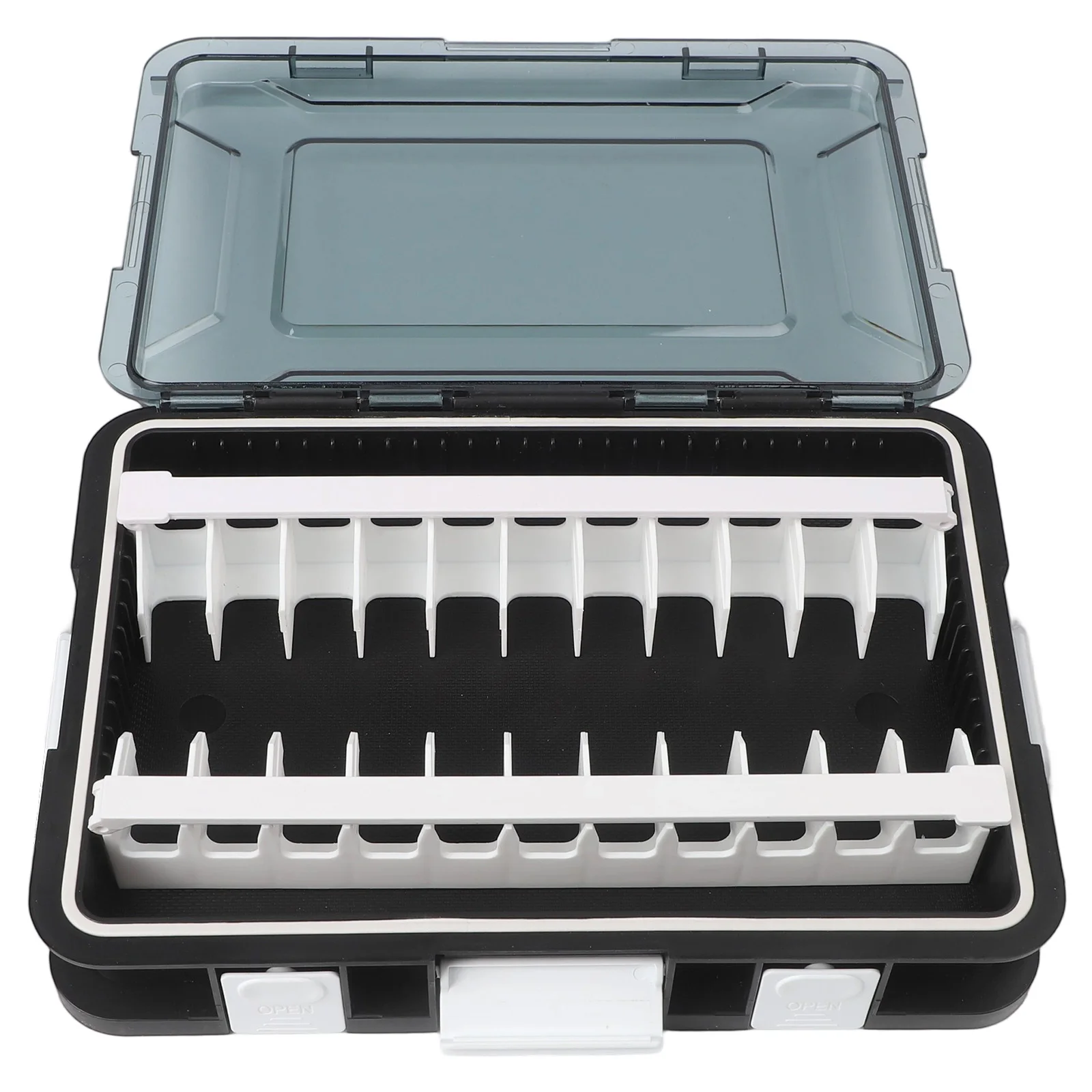 Fishing Reel Protective Storage Bag 11 16 Compartments Removable Divider Double Sided Safety Lock Plastic Box For Fishing