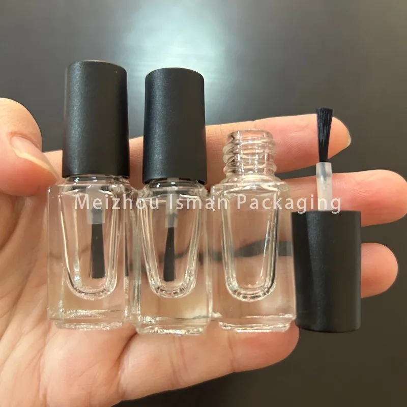 

50Pcs Empty Matte Black Square Shaped Glass 3ml Nail Polish Bottle With Brush Cap For Nail Polish Gel Oil Vial
