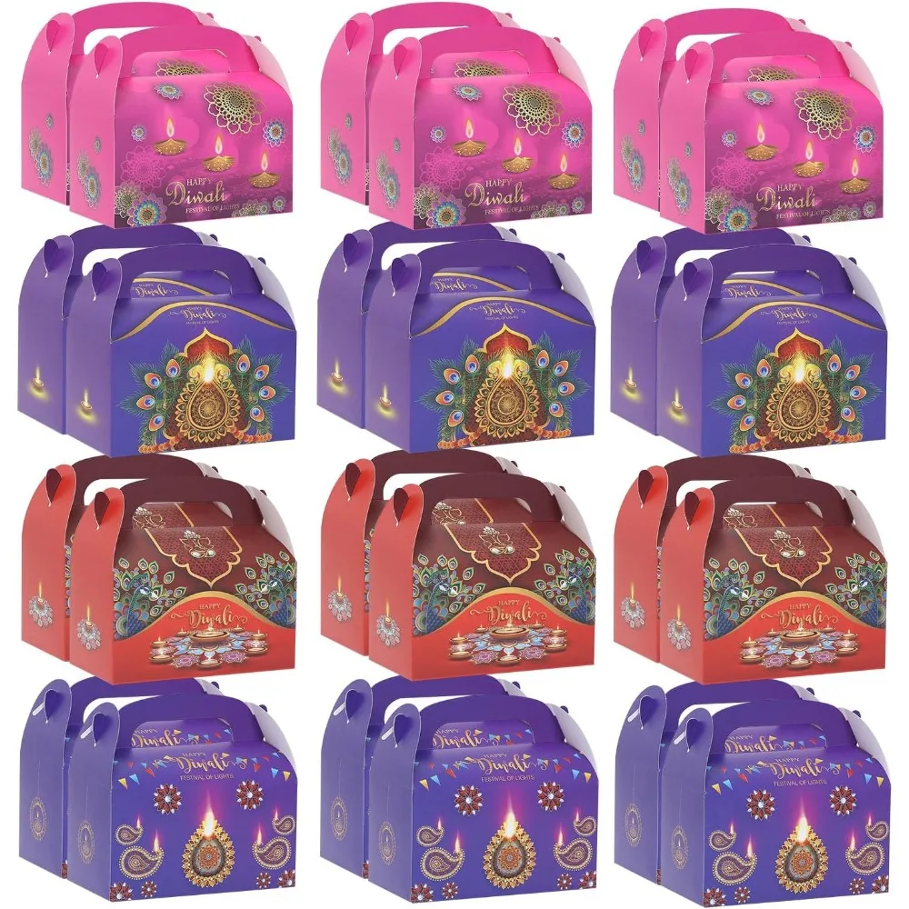 

24 Pcs Happy Diwali Gift Boxes, diwali Sweet Treat Boxes Indian Festival of Lights Party Boxes Goodie Candy Snack Sugar Chocolat