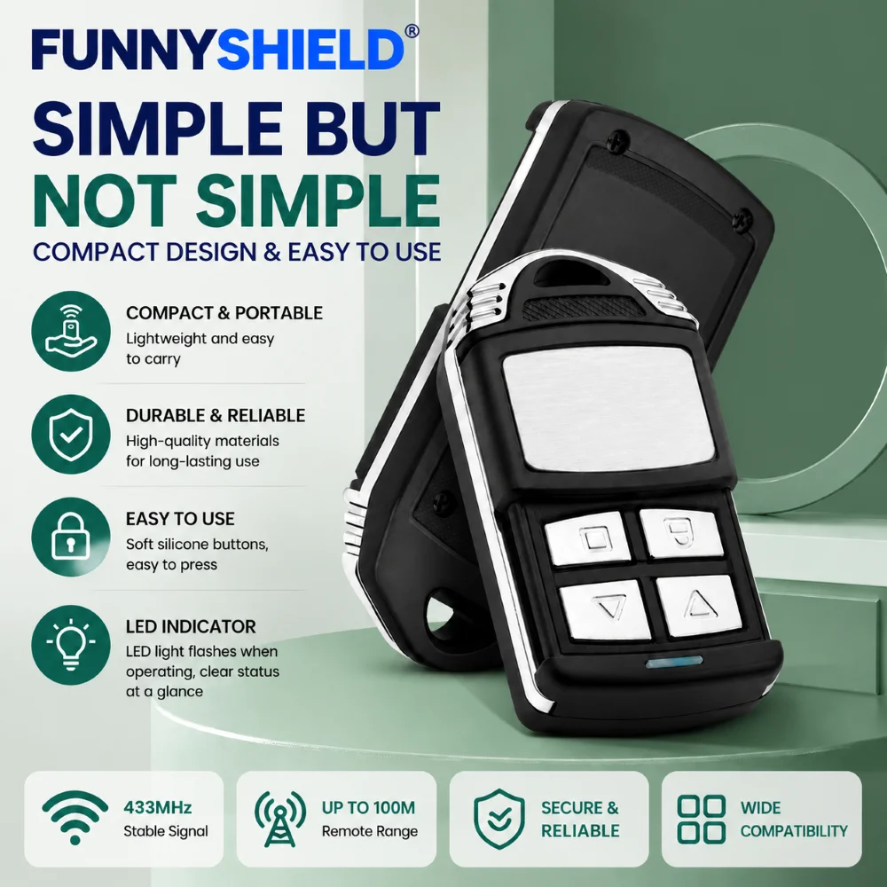 FUNNYSHIELD 433MHz Remote Control Smart Copy 433.92MHz RF Wireless Transmitter Auto Cloning Duplicator for Garbage Gate Door