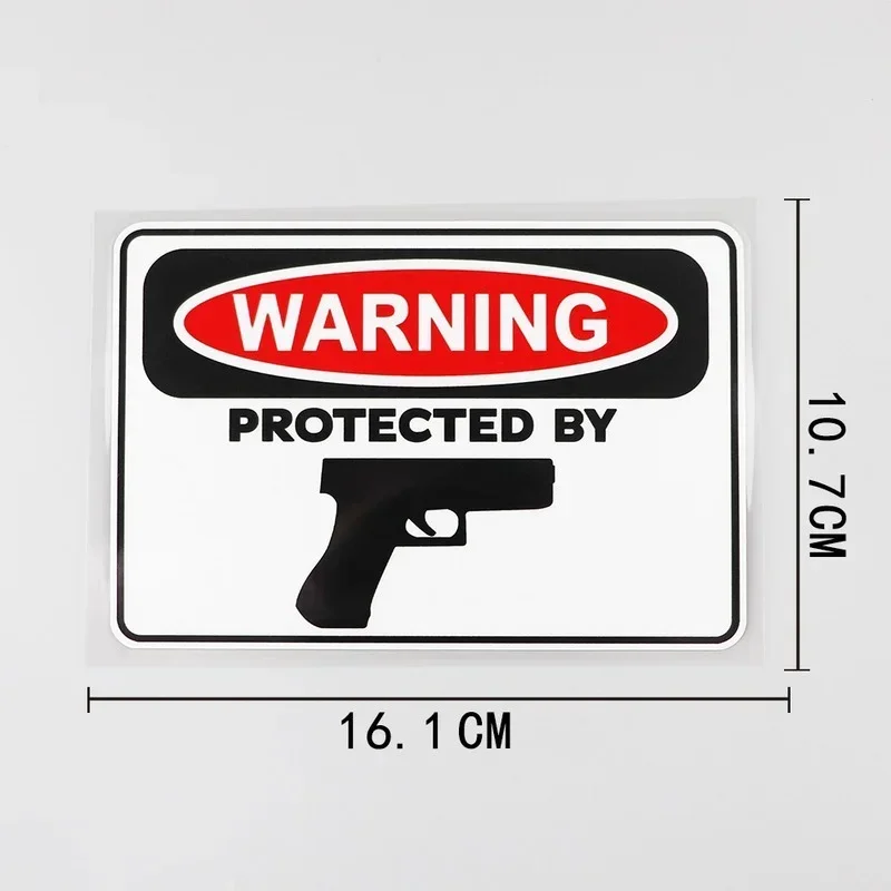 

Protected By Hand Gun Decal Warning PVC Waterproof Car Sticker 1 Pcs 16.1cm*10.7cm