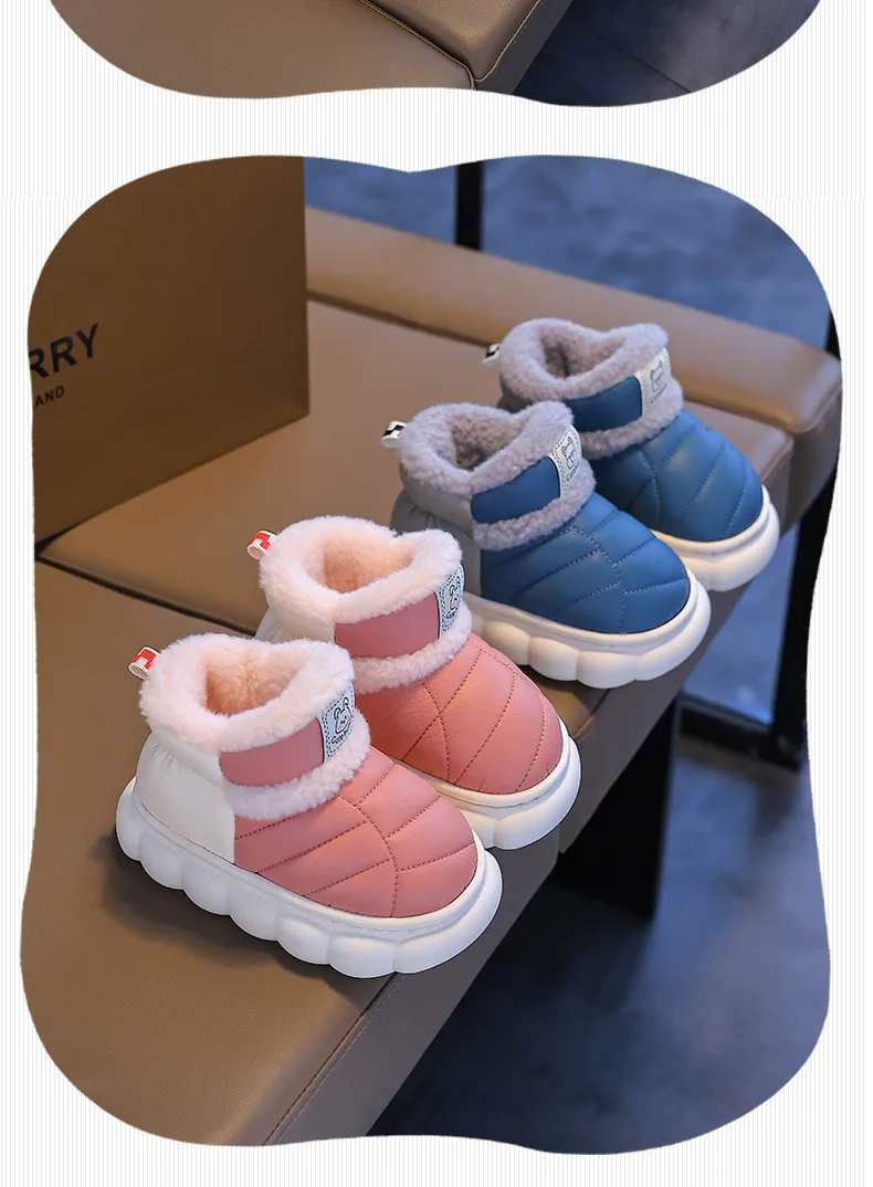 Neue Kinder-Winterstiefel aus PU, Wasserdicht, Warm, Baumwolle, Rutschfeste High-Top-Stiefel für Mädchen und Jungen, Bequeme Schneestiefel für Kinder, Lässige Babyschuhe – Detail 19
