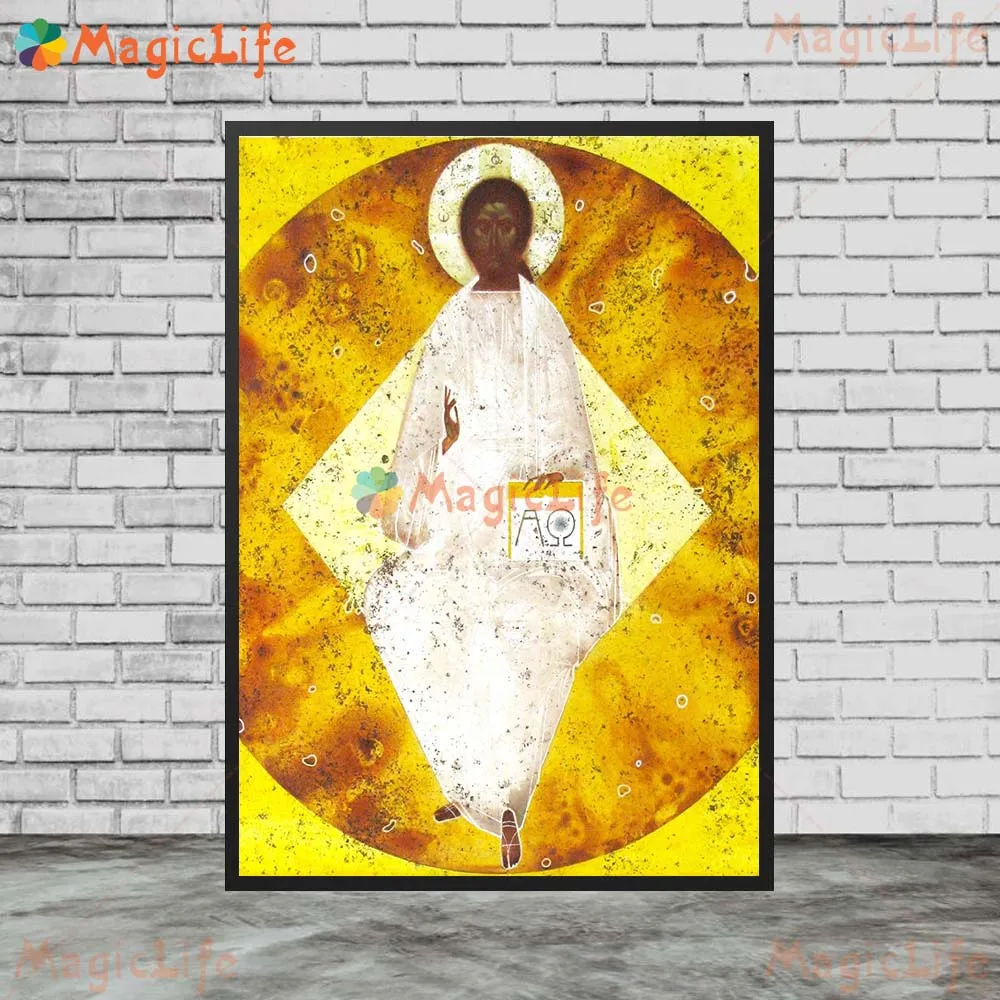 المسيح في المجد مريم العذراء مع ملصق دين الطفل ، صور جدارية للكنيسة ، لوحة قماشية ، بدون إطار