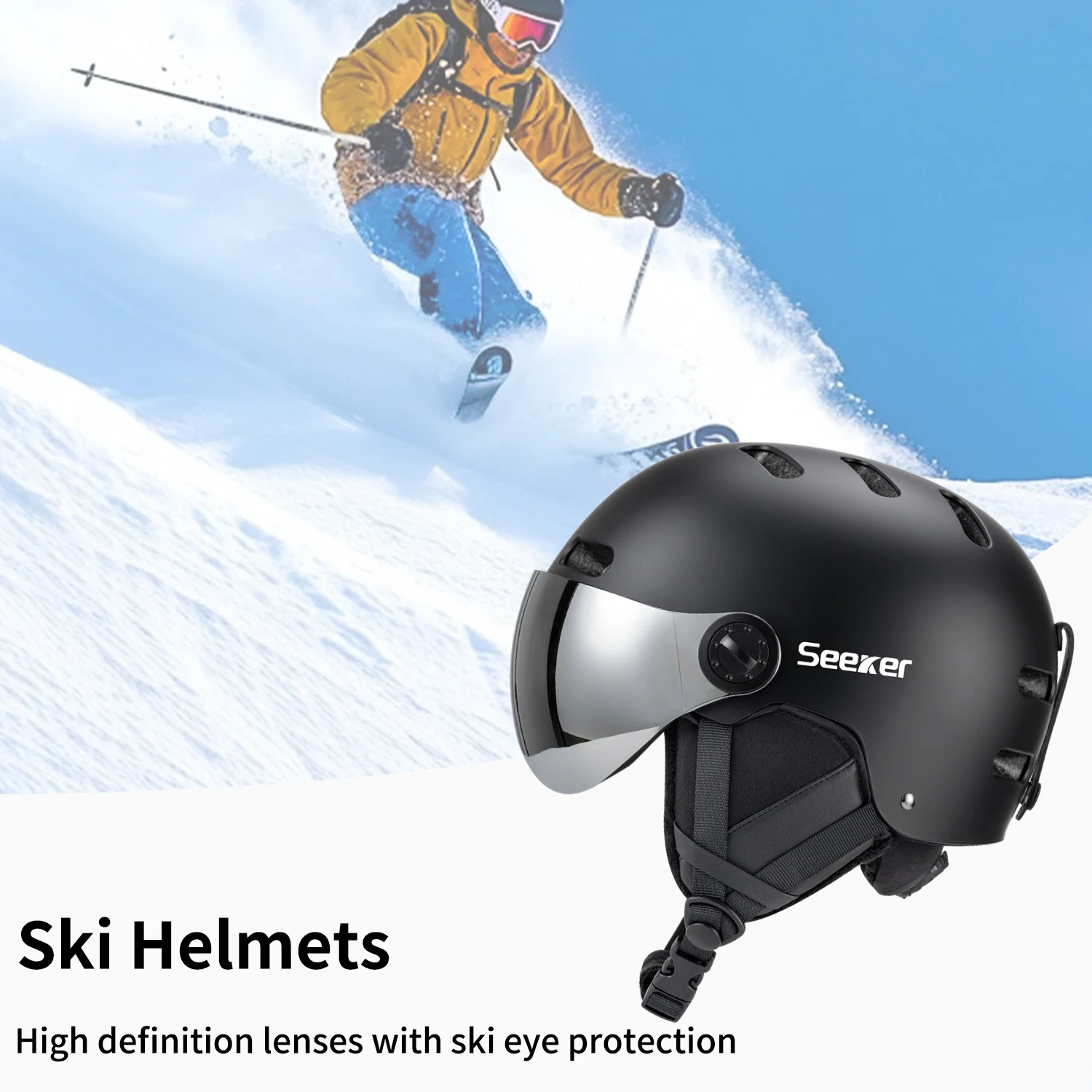 خوذة تزلج احترافية من SEEKER للتزلج في الهواء الطلق برأس قابل للتنفس EPS + ABS خوذة تزلج مدمجة خوذة أمان للتزلج