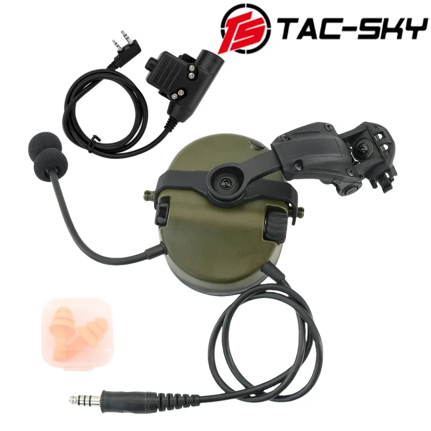 

TAC-SKY Single-sided Tactical Headset Communication Walkie-talkie Headphones with Tactical Ptt U94 Kenwood 2 pin Ptt for Baofeng