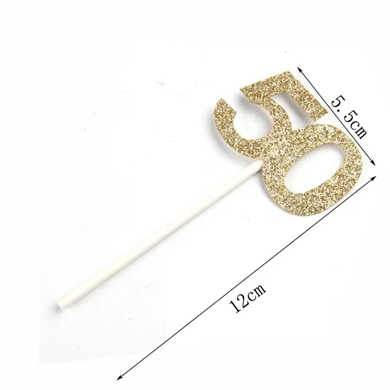 12Pcs Gold Glitter Number 30 40 50 60 70 Cupcake Toppers for 30th 40th 50th 60th 70th Birthday Anniversary Party Cake Decoration