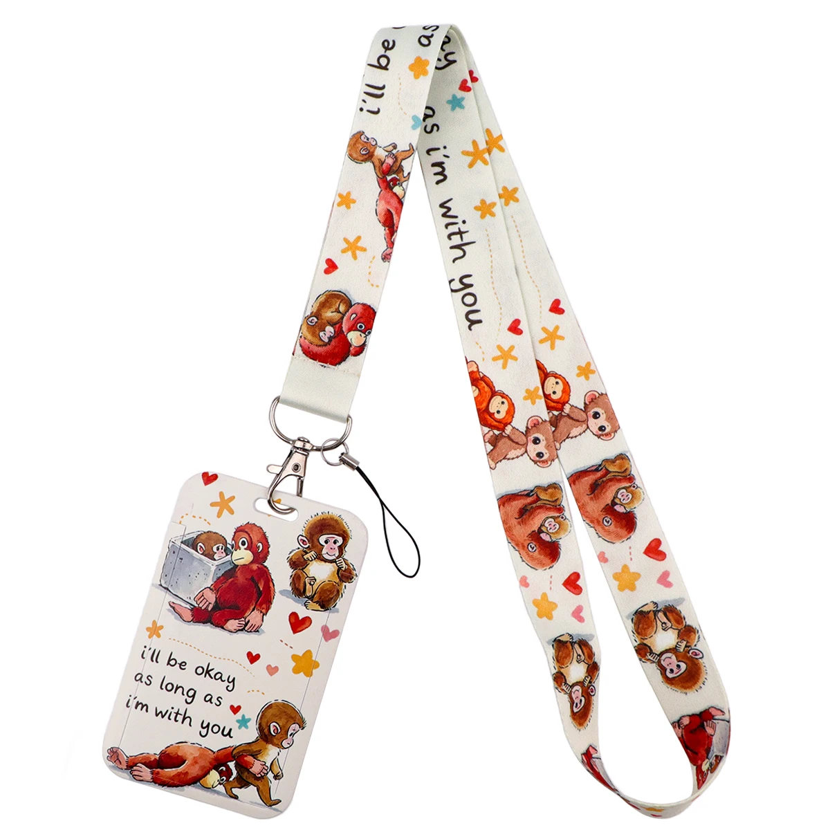 Funny Black Cat Credential Holder Lanyard, Koi Fish Pattern