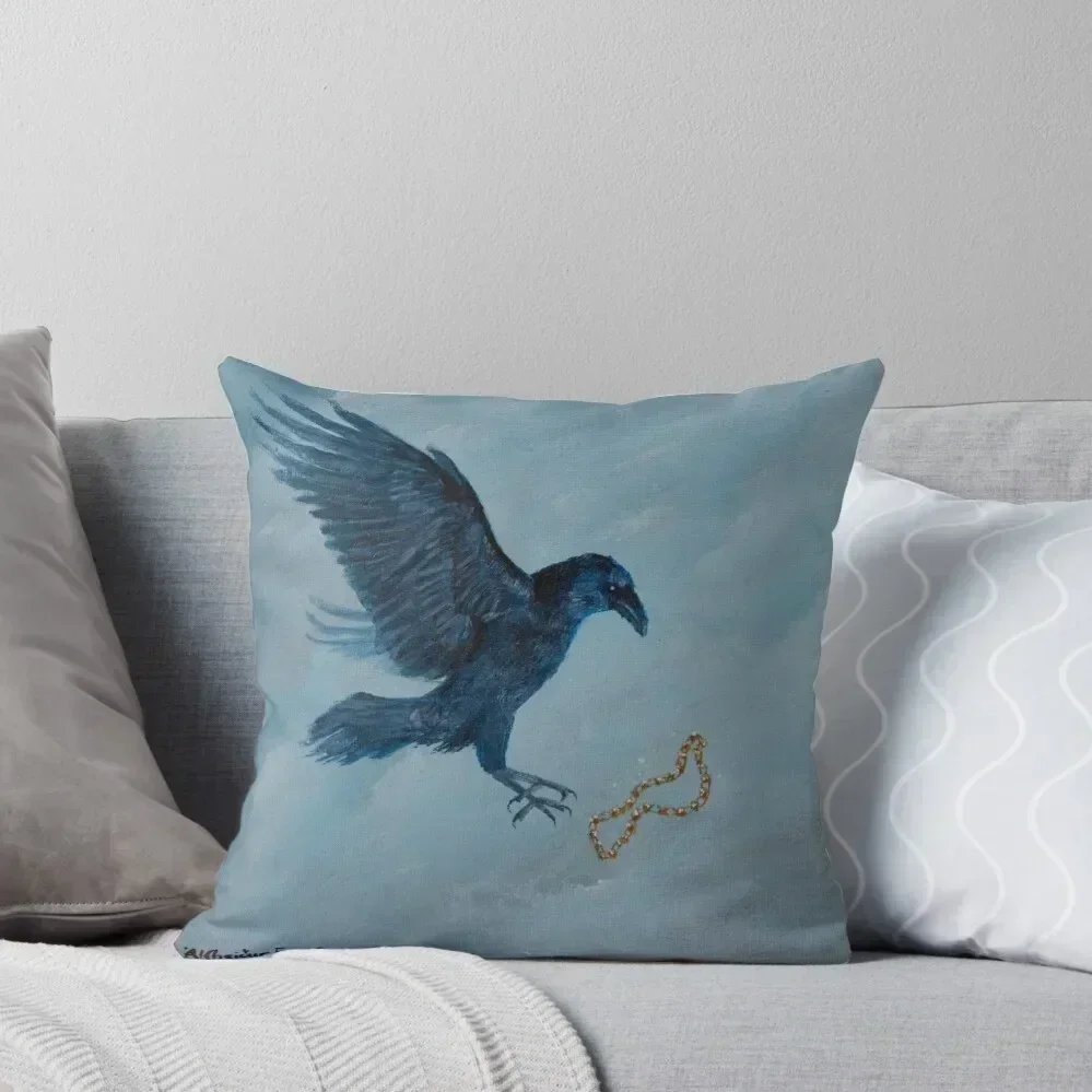 

And the raven reached for the golden necklace... Throw Pillow Pillow Covers Decorative christmas decorations 2025 pillow