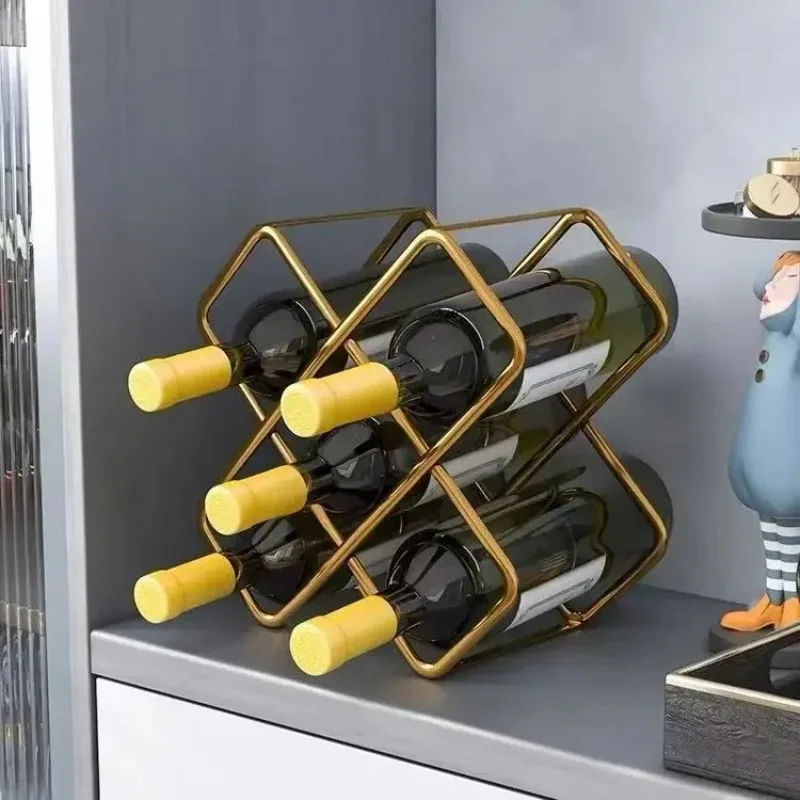 Iron Metal Wine Rack Red Wine Bottle Storage Wine Display Rack Bar Desktop Decoration Cabinet Display Home Decoration