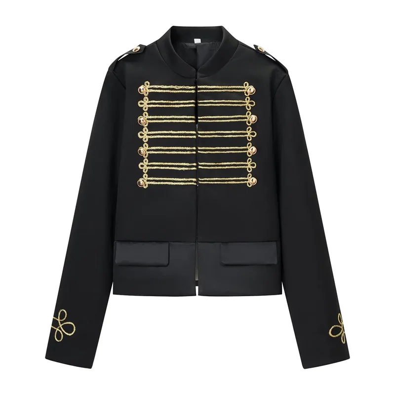 

Withered 2026 Spring New European And American Women's Fashion Style Elegant Stand Up Collar Long Sleeve Short Jacket Coat