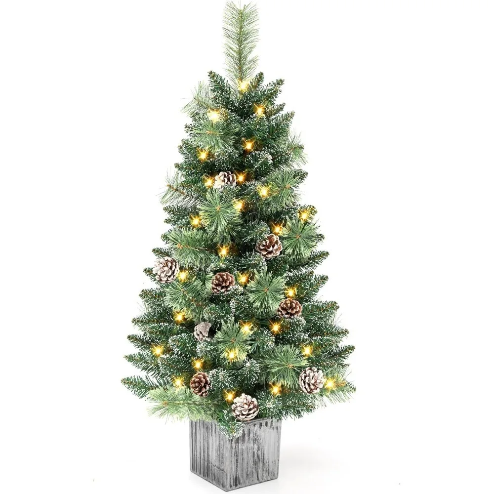 3FT Realistic Feel Prelit Artificial Tabletop Christmas Tree,70 Lights Timer Battery Operated Pine Cones ,Christmas Trees.