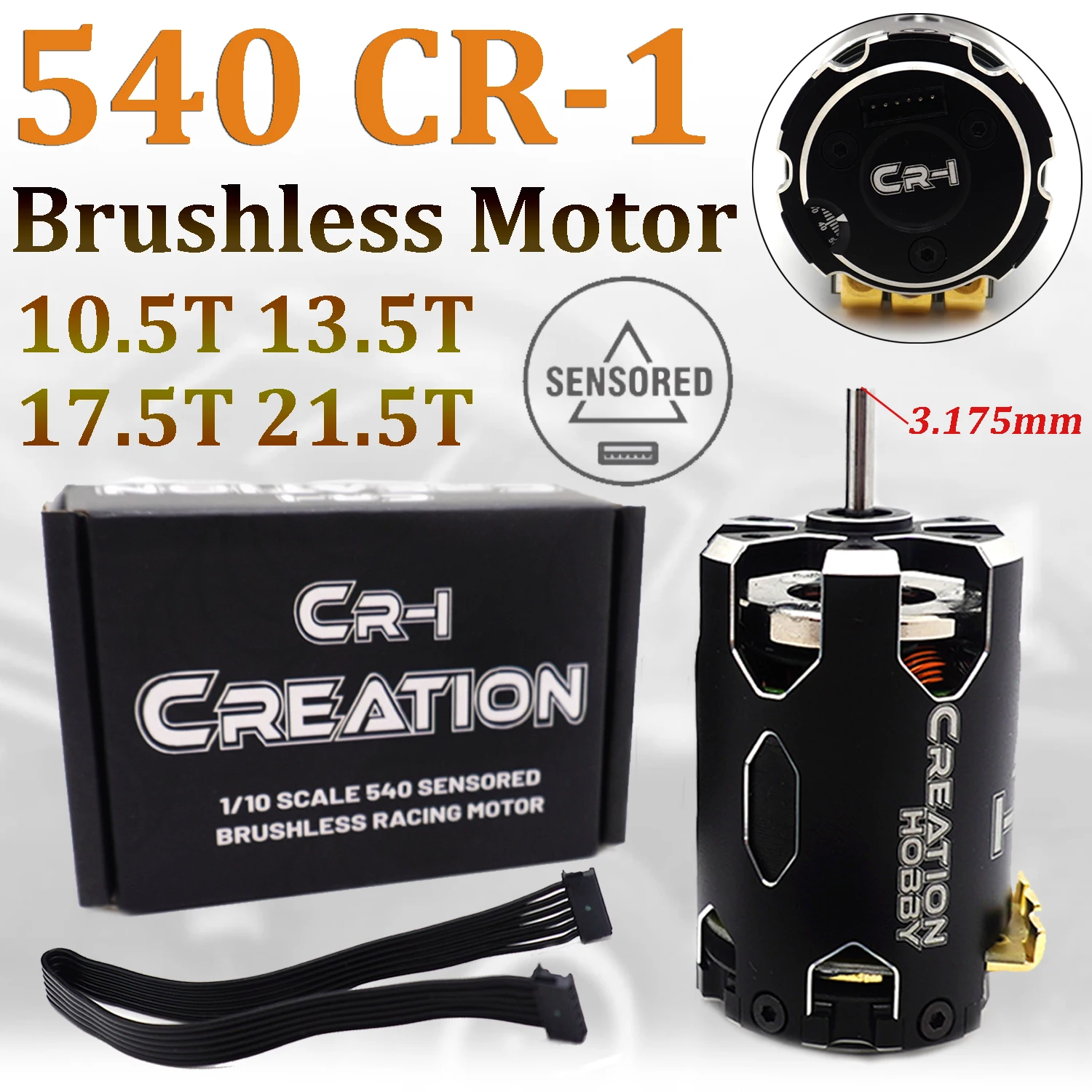

540 Sensored Motor 10.5T/13.5T/17.5T/21.5T Brushless Motor 3.175mm for 1/10 TRX4 Traxxas Redcat Axial SCX10 RC Drift Racing Cars