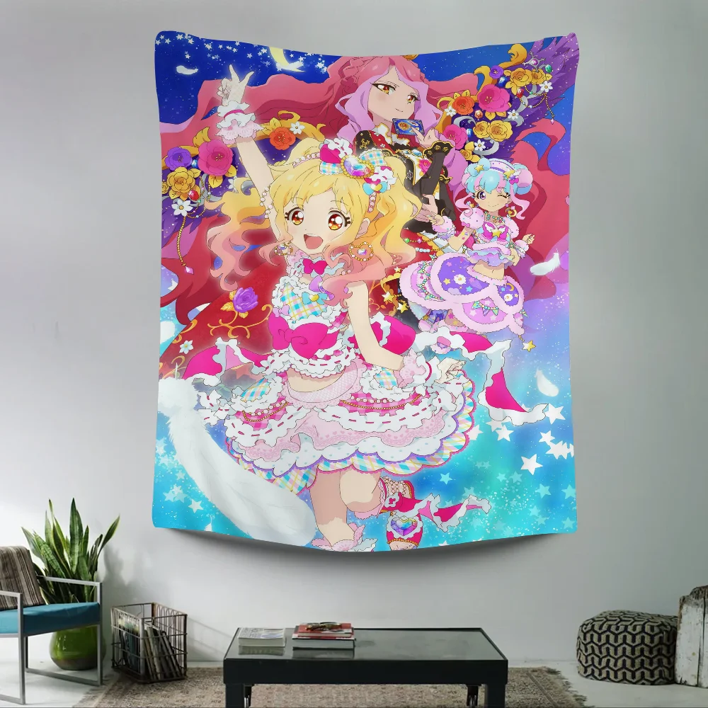 1PC Aikatsu Tapestry Printed Large Wall Tapestry Art Science Fiction Room Home Decor Decor Blanket