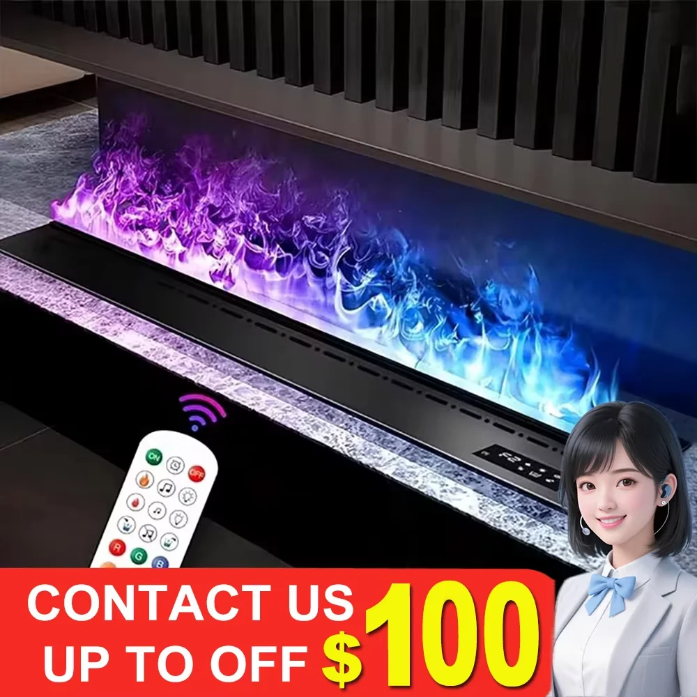 

Умный комнатный электрический камин с водяными парами, цветной увлажнитель с пламенем, экологическое украшение, без огня, камин с 3D распылением