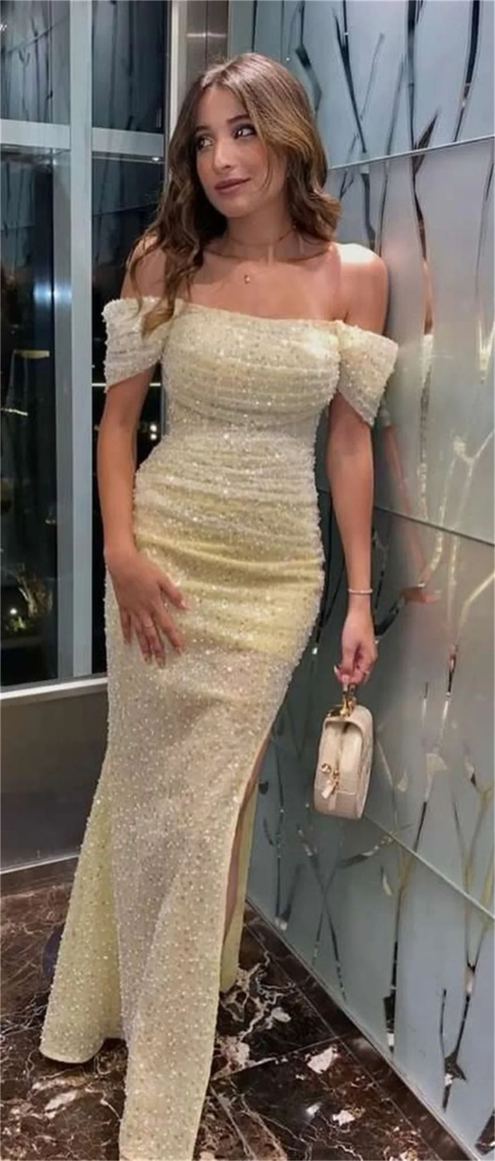 Robe de soirée en mousseline de soie à paillettes sirène Bateall pour femmes, robes de Rhsexy, soirée de créateurs de luxe, occasion, 2023