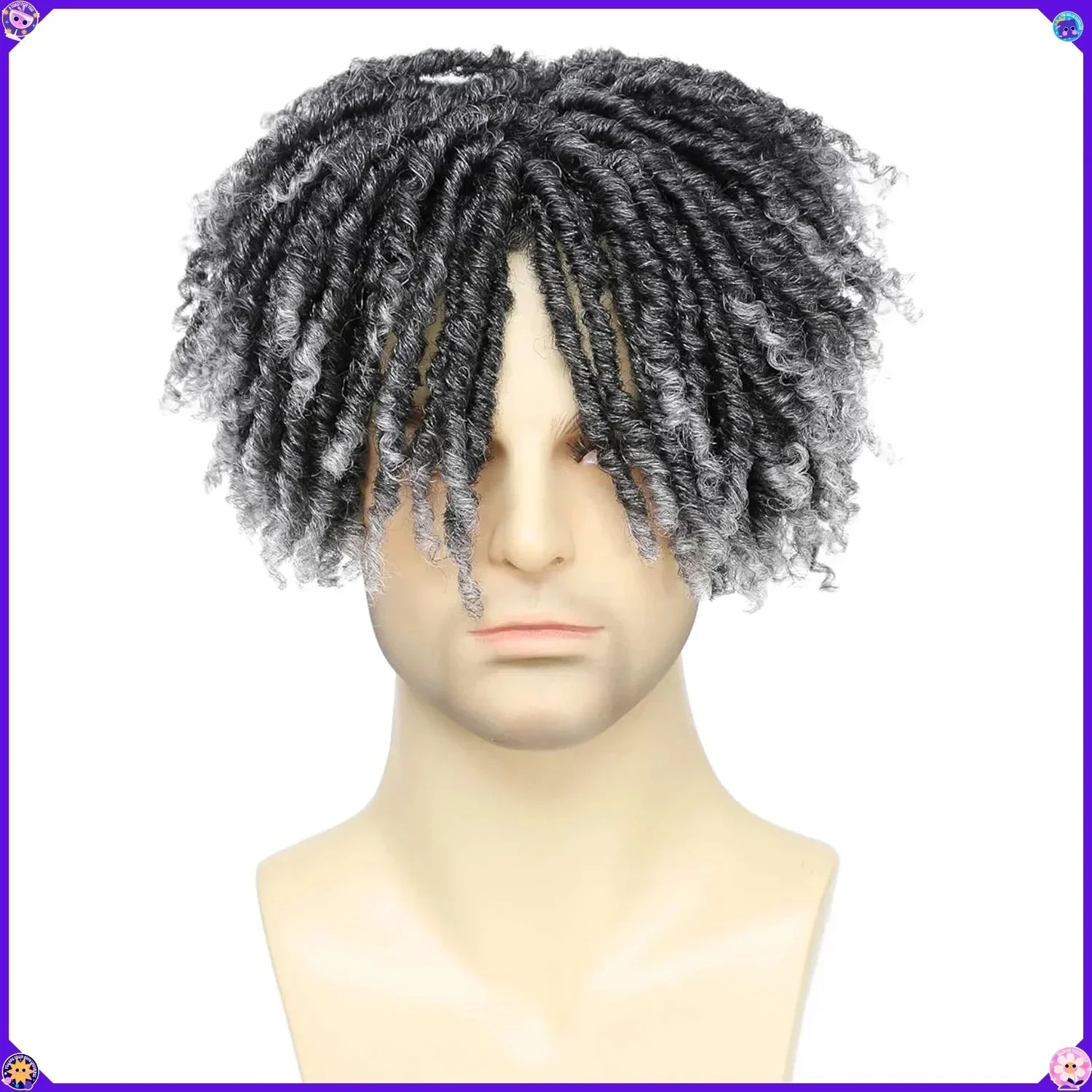 6 Inch Synthetic Dreadlock Wig Short Braided Afro Style Costume Hairpiece for Men Women Cosplay Daily Party Fashion