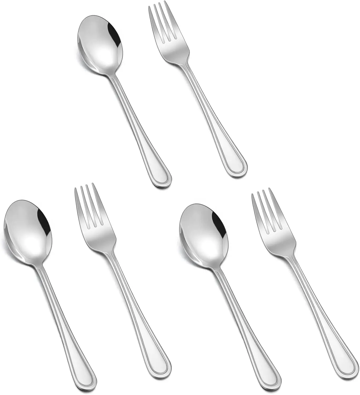 

Toddler Utensils, Stainless Steel Toddler Silverware Small Kid Cutlery Set for Self-Feeding, with Line Patterned , Healthy & Non