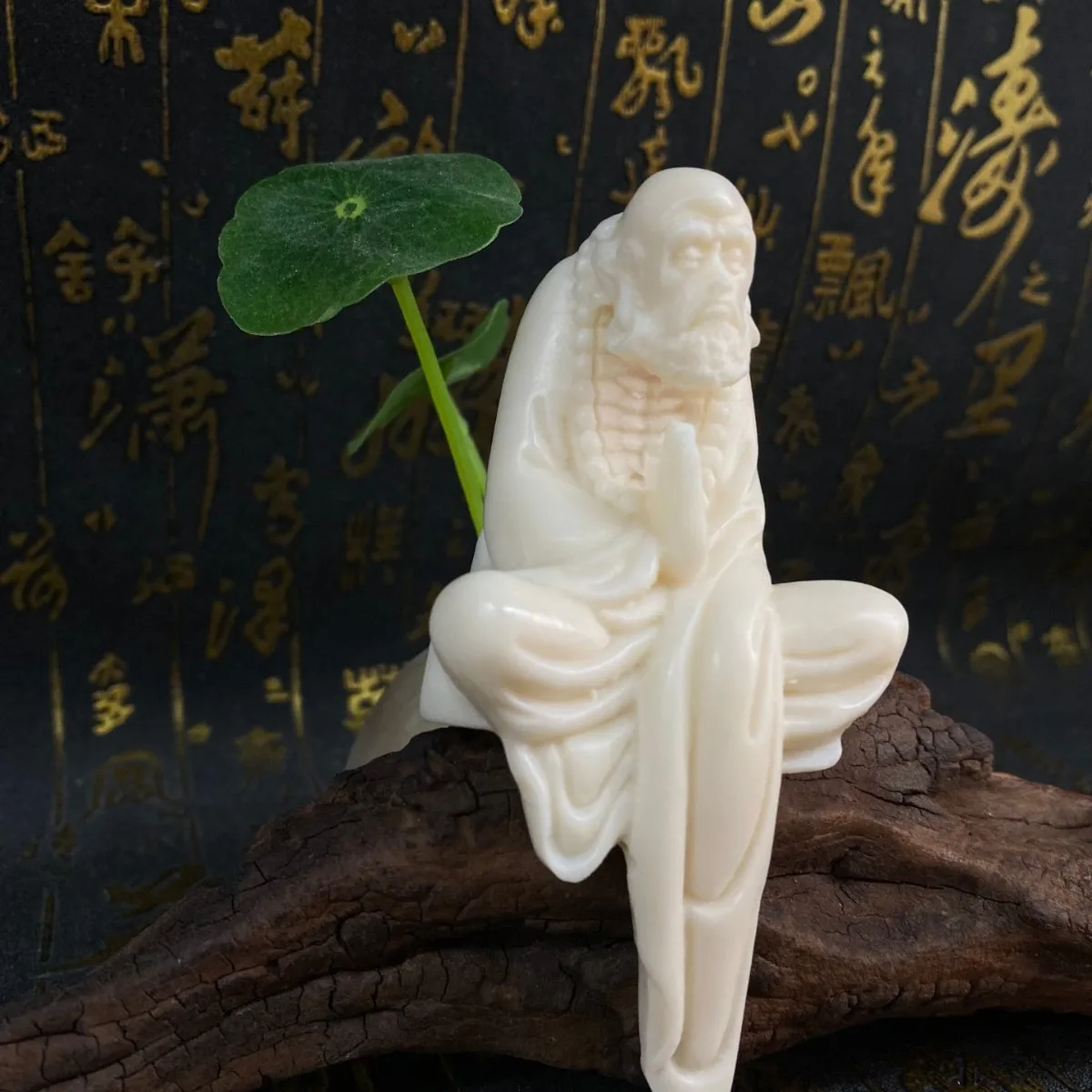 Ivory Nut Carved Hanging Patriarch Bodhidharma Figurine 125.33.8cm Home Living Room Decor Art Craft Ornament