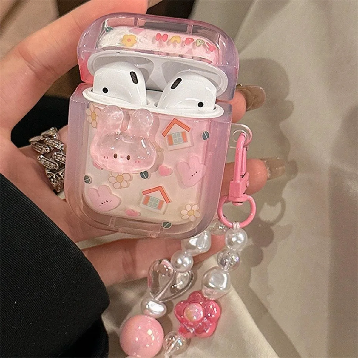 ثلاثية الأبعاد الكرتون لطيف أرنب حقيبة سماعة الاذن ل AirPods 4 3 2 1 Pro2 غطاء سماعة رأس من البولي يوريثان Coque ل AirPods 4 4th 3rd Pro 2 2nd حالات