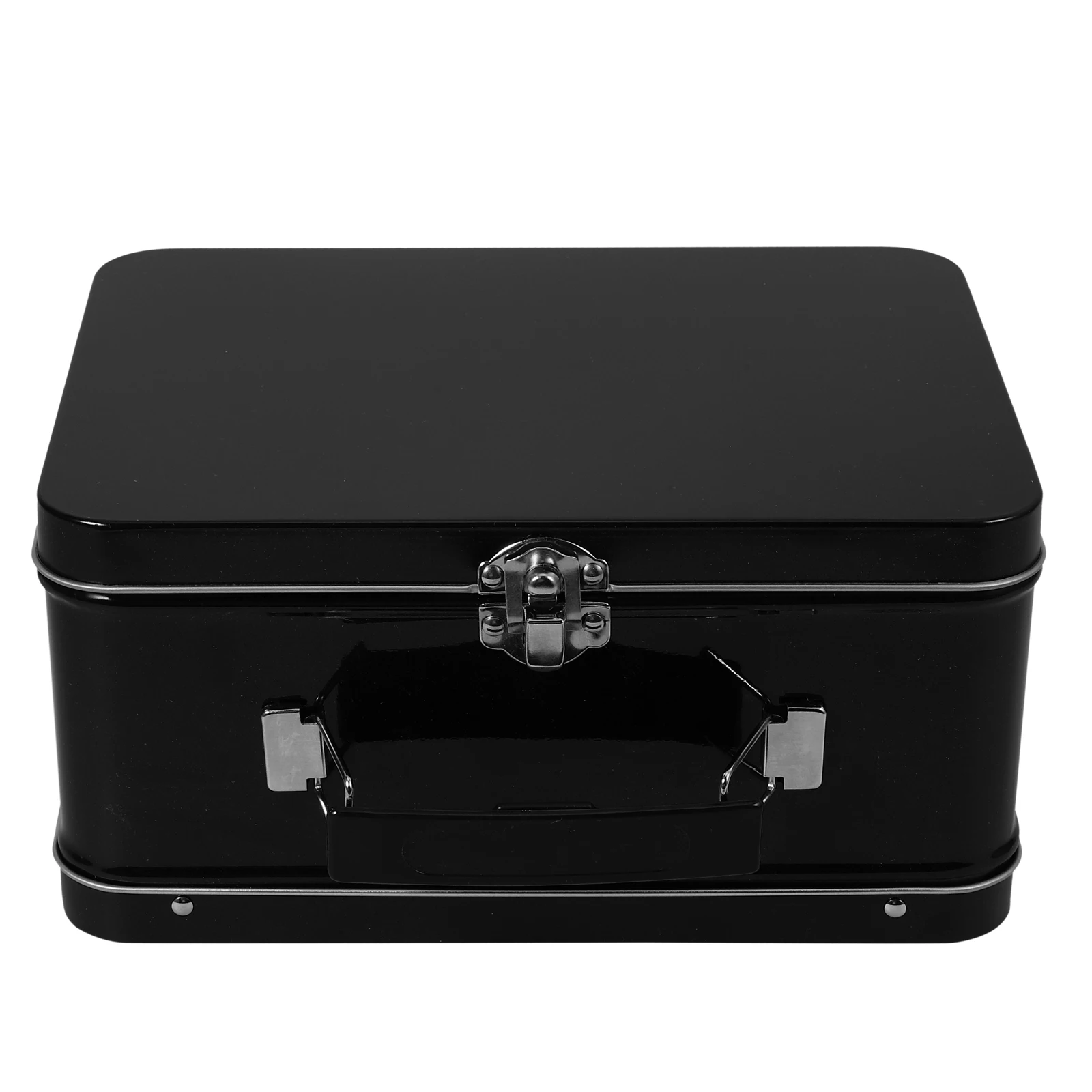 

Tinplate Desktop Organizer Multipurpose Storage Keepsake Case Tin Box with Handle Jewelry Collectibles Watch Silverware Small