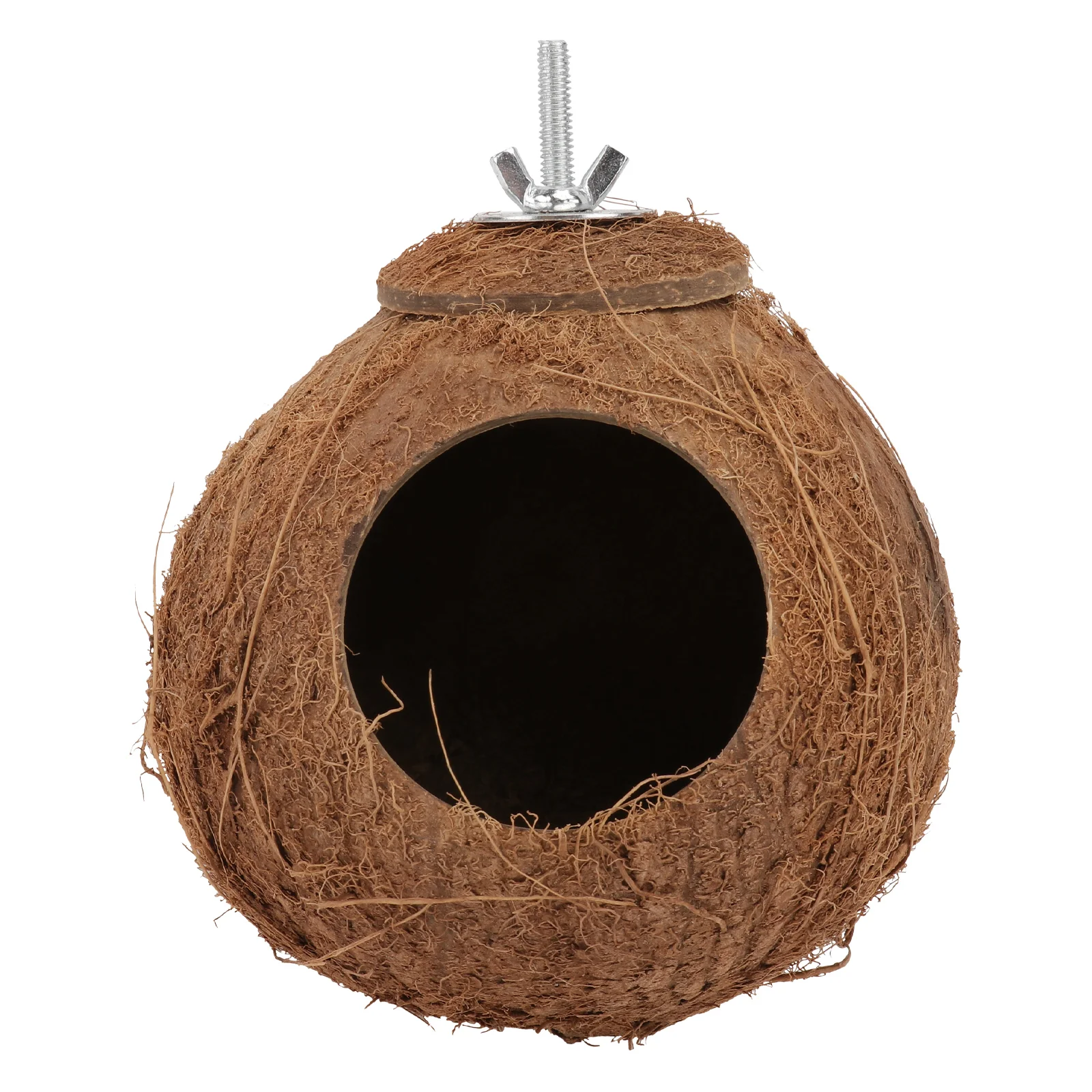 Coconut Shell Bird Nest Animal Birds Toy Gecko Parrot Natural Biting Stainless Steel Sleeping