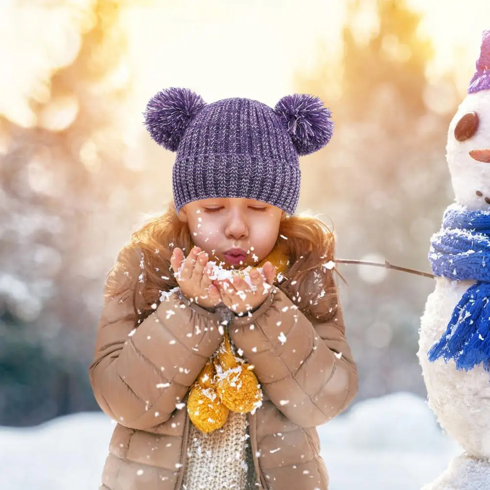 Conjunto de luvas e boné de pelúcia infantil, cachecol de chapéu quente, decoração antiderrapante bola de pele, luva à prova de vento, ao ar livre, meninos, inverno