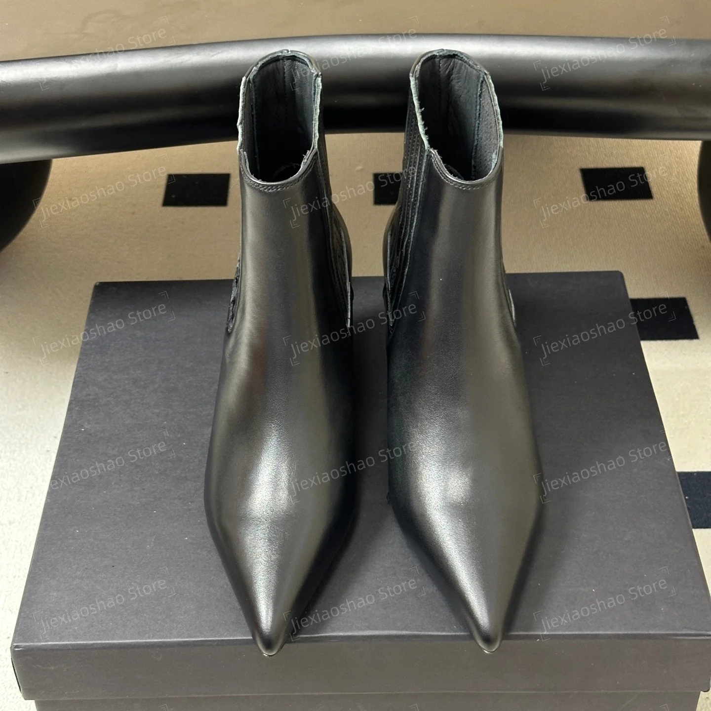Desinger Shoes 2026 New Arrival Autumn Genuine Leather Pointed-toes Wedges Elastic Ankle Boots Chelsea Boots Zapatos De Mujer