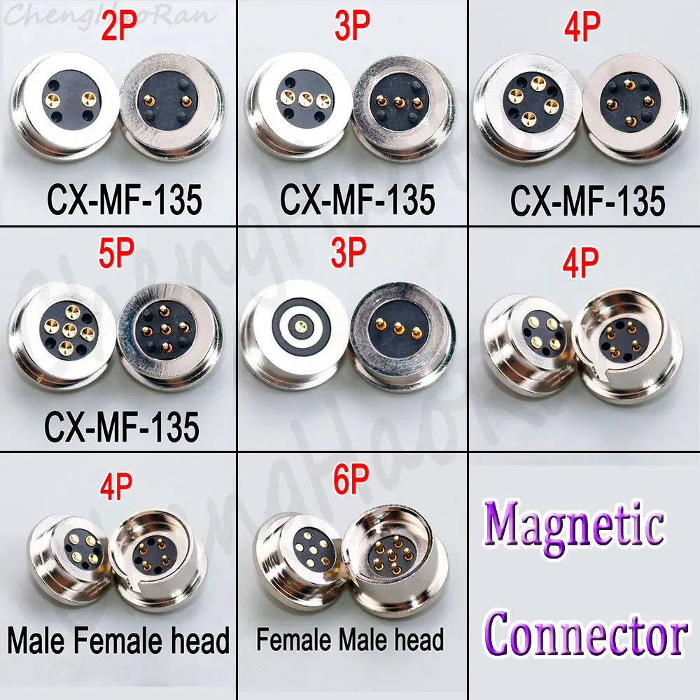 1 pair Spring Loaded Magnetic 1 2 3 4 5 Round 8mm 10mm Male Female 2A 10A Optical Power Charging Pogo Pin Circular Connector