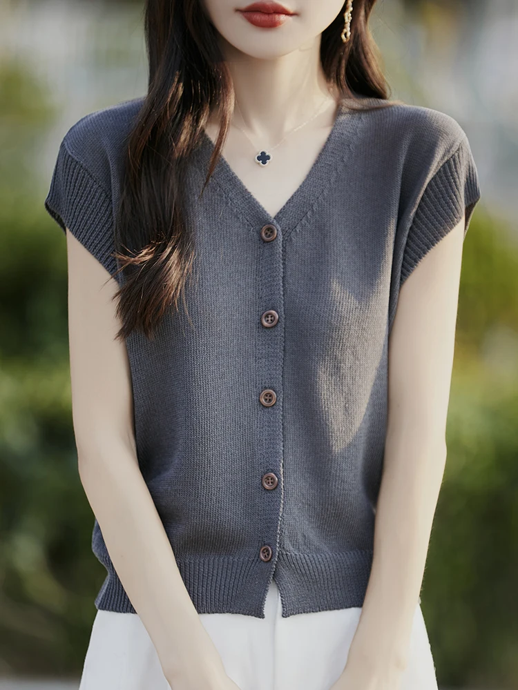 VネックオープンカーディガンまたはスウェットレディースTシャツサマー2025新作スリーブベースTシャツファッショナブルな大きいサイズフリースアイスTシャツ...