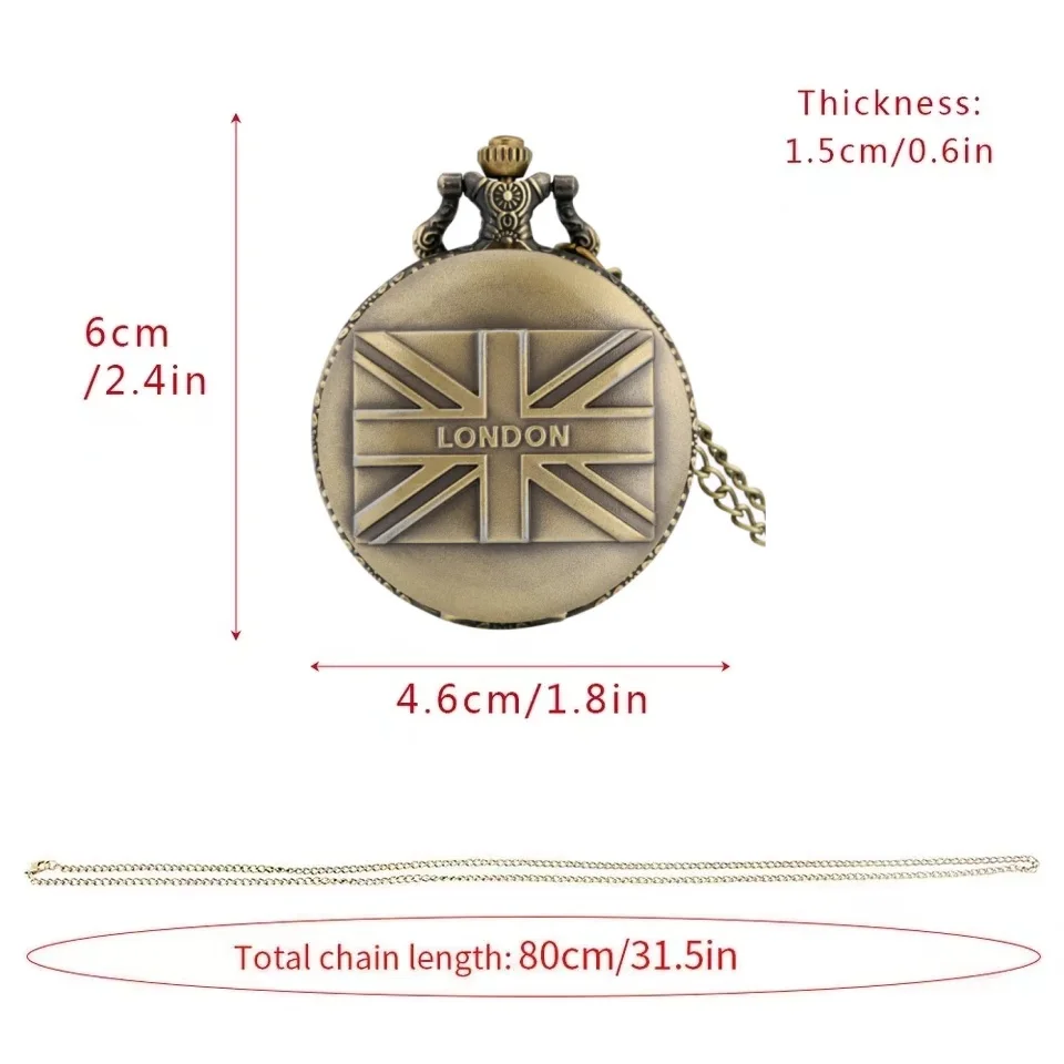 Винтажные бронзовые лондонские кварцевые карманные часы с циферблатом с арабскими цифрами ностальгическая подвеска ожерелье Подарочная серия