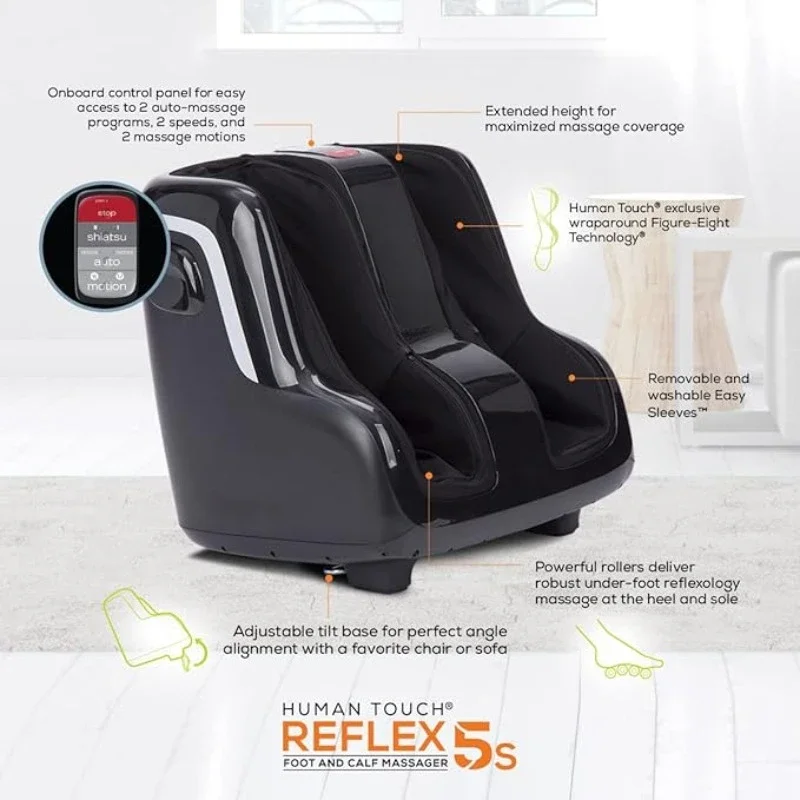 home.Reflex5s Foot & Calf Massager for Stress & Plantar Fasciitis Relief+Relaxation +Kneading & Compression for Circulation Supp