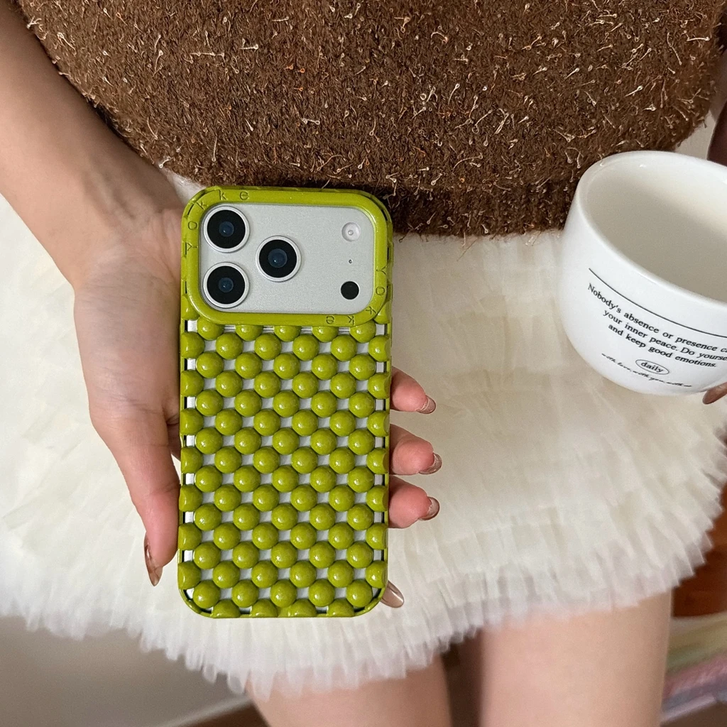 Kreative, fortschrittliche, stereoskopische, ausgehöhlte, runde Perlen, stoßfeste Handyhülle für iPhone 17, 16, 15, 14, 13, Pro Max – Detail 6