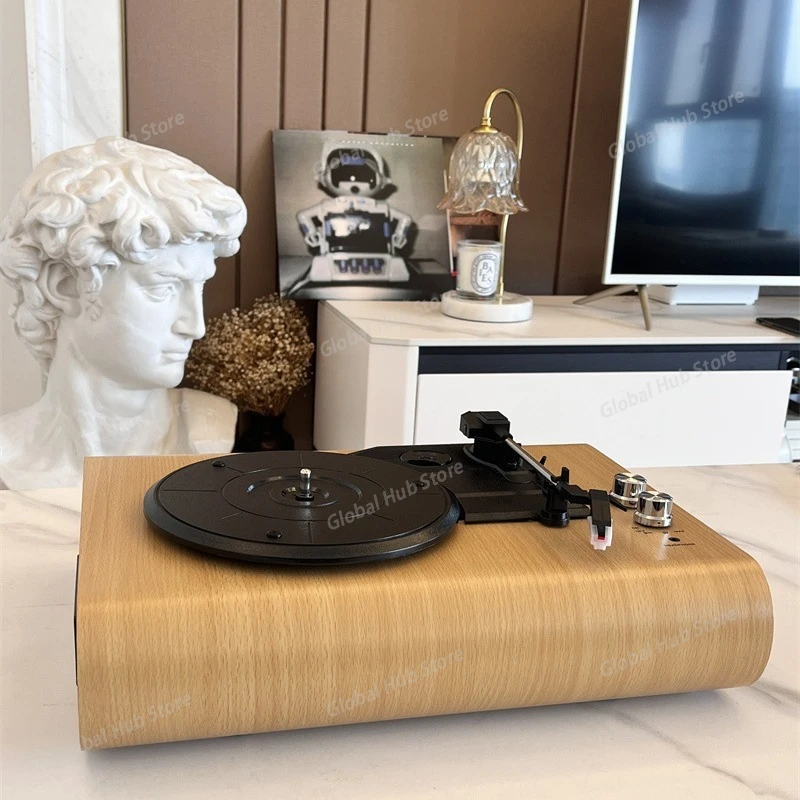 Retro Vinyl Record Player Wooden Phonograph Turntable Disc Amplifier Bluetooth Stereo Speaker Living Room Decoration