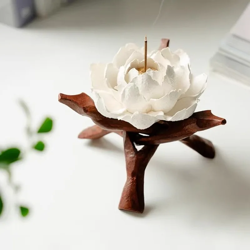 Ceramic Incense Burner Holder,Hand-Thrown Pottery Tray for Aromatherapy and Essential Oil Bottles, Minimalist Zen Decor for Desk