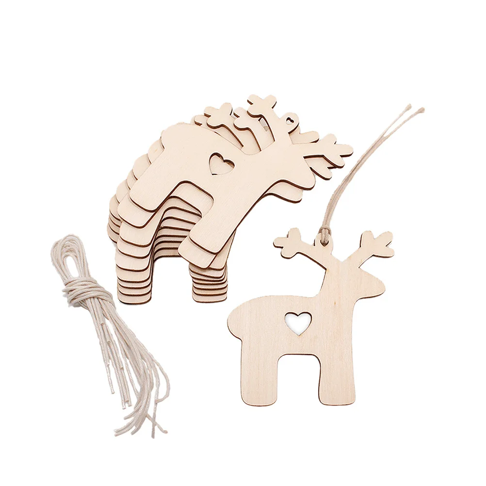 

30Pcs Wooden Elk Christmas Hanging Ornaments Hollow Heart Shape DIY Christmas Decoration Craft Party Photo Props Wooden Ornament