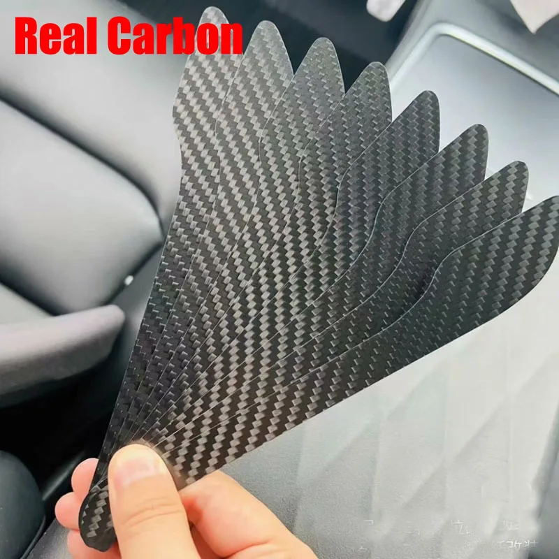 4pcs Car Door Handle Sticker For Tesla Model 3 Y 2017 - 2024 Door Wrap Cover Paste Model3 Model Y Accessories Real Carbon Fiber