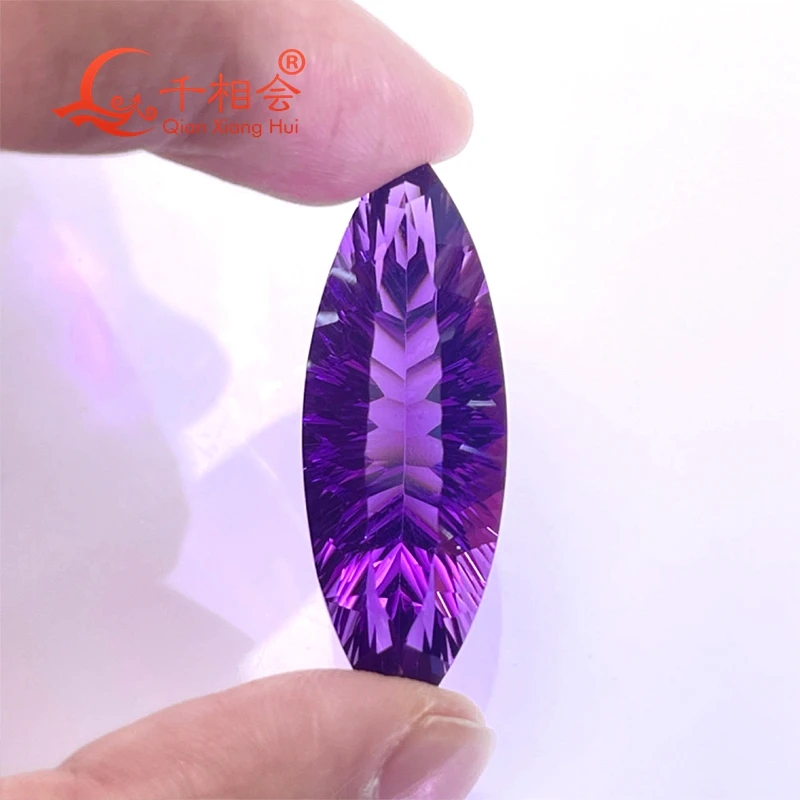 22ct to 33ct marquise shape millennium cutting beautiful Natural Amethyst gemstone loose stone  GRC certificated