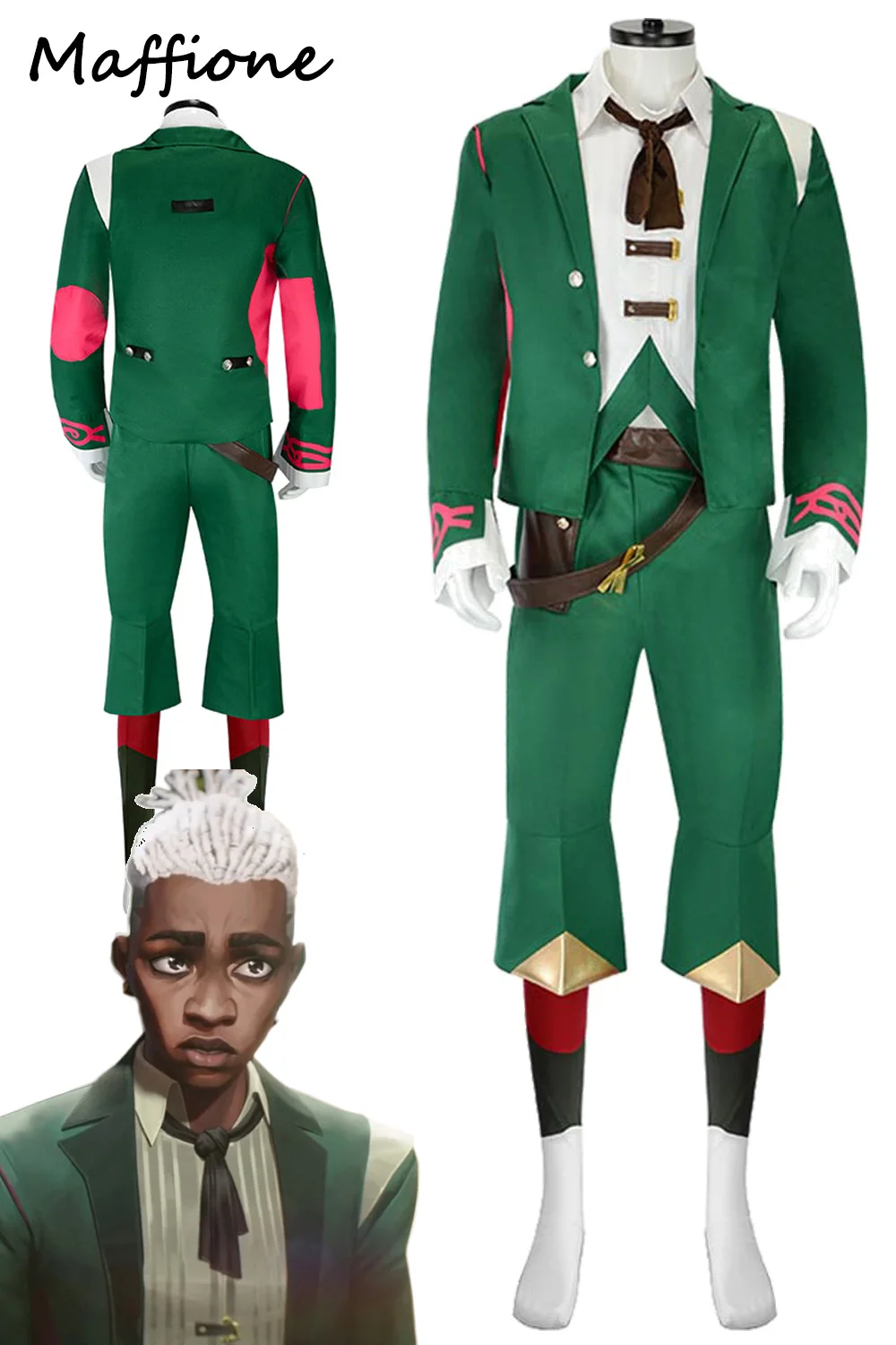 Arcane Ekko Cosplay Green Fantasia Costume Game LoL TV 2 Disguise Outfits Shirts Tie Waistbet Full Set Clothing Halloween Suit