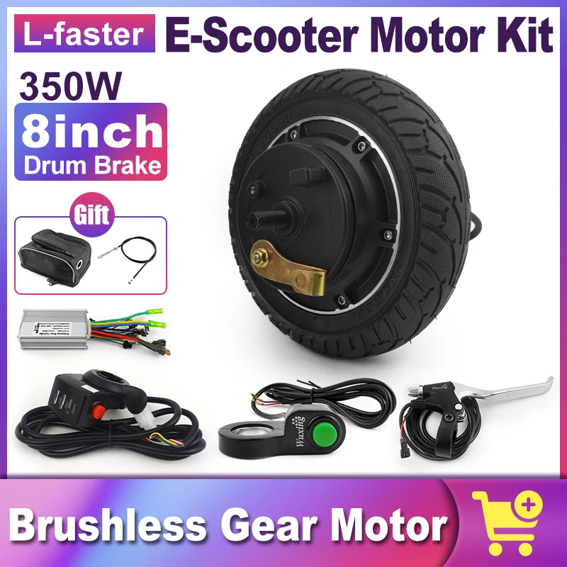 Cheap DIY 350W 8 Inch Electric Scooter Brushless Hub Motor Conversion Kit With Controller Drum Brake