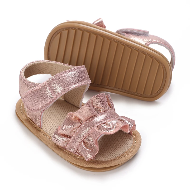 Fashion 0-18M Newborn Baby Girl Sandals Cute Summer Rubber Sole Princess Shoes Baby Anti slip First Step Walking Shoes