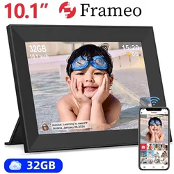 Frameo Digital Photo Frame WiFi 10.1Inch Electronic Picture Frame HD IPS Touch Screen Digital Picture Frame 32GB Halloween Gift