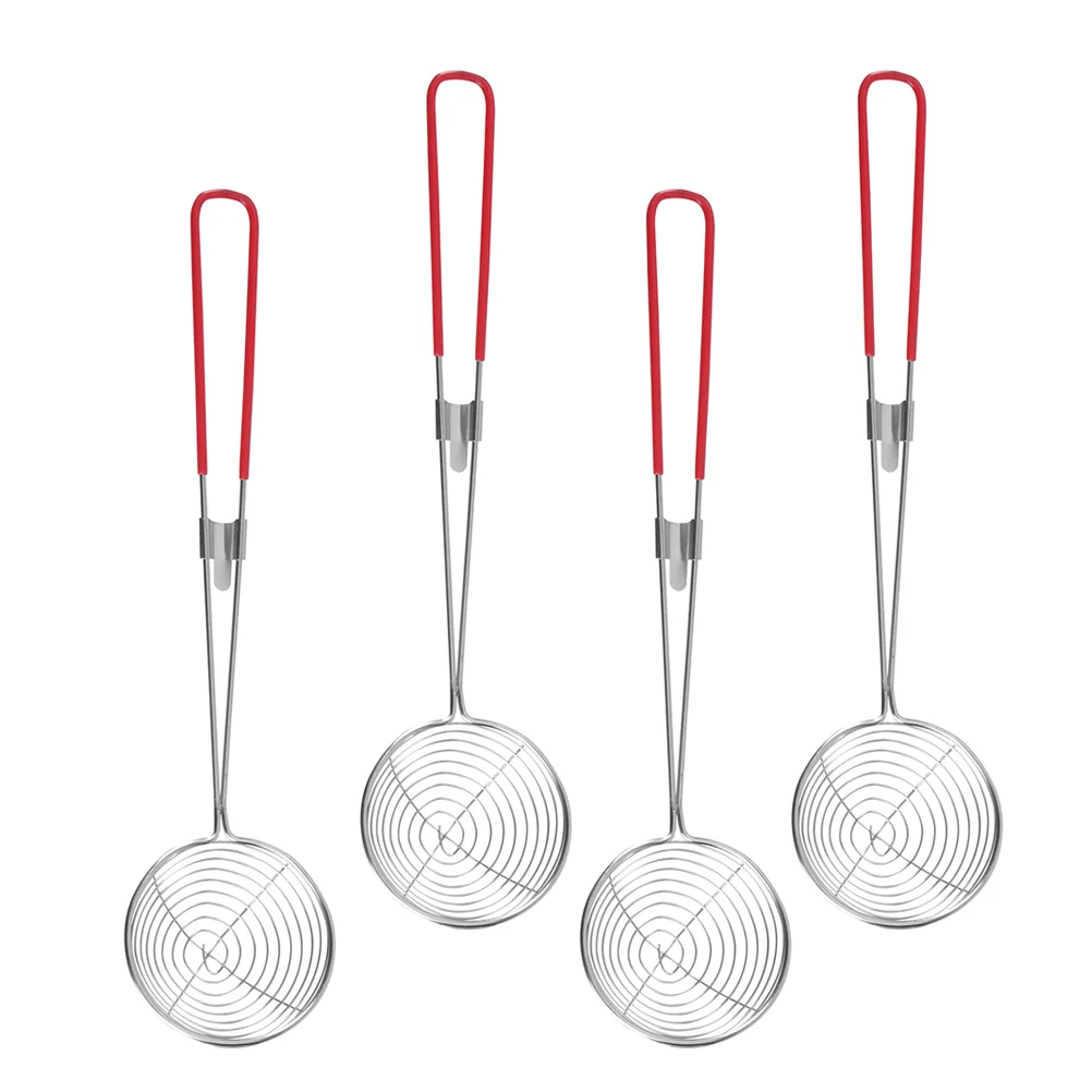 

4 Pcs Spoons Stainless Steel Wire Drain Colander Scoop Hand Strainer Filter Food Mesh Hot Pot