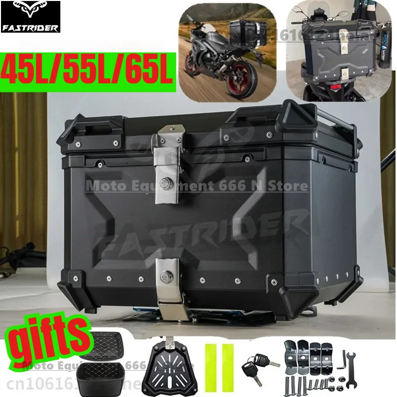 

45L/55L/65L Large Capacity Aluminum Alloy Motorcycle Trunk Luggage Case Quick Release Motorbike Waterproof Storage Box