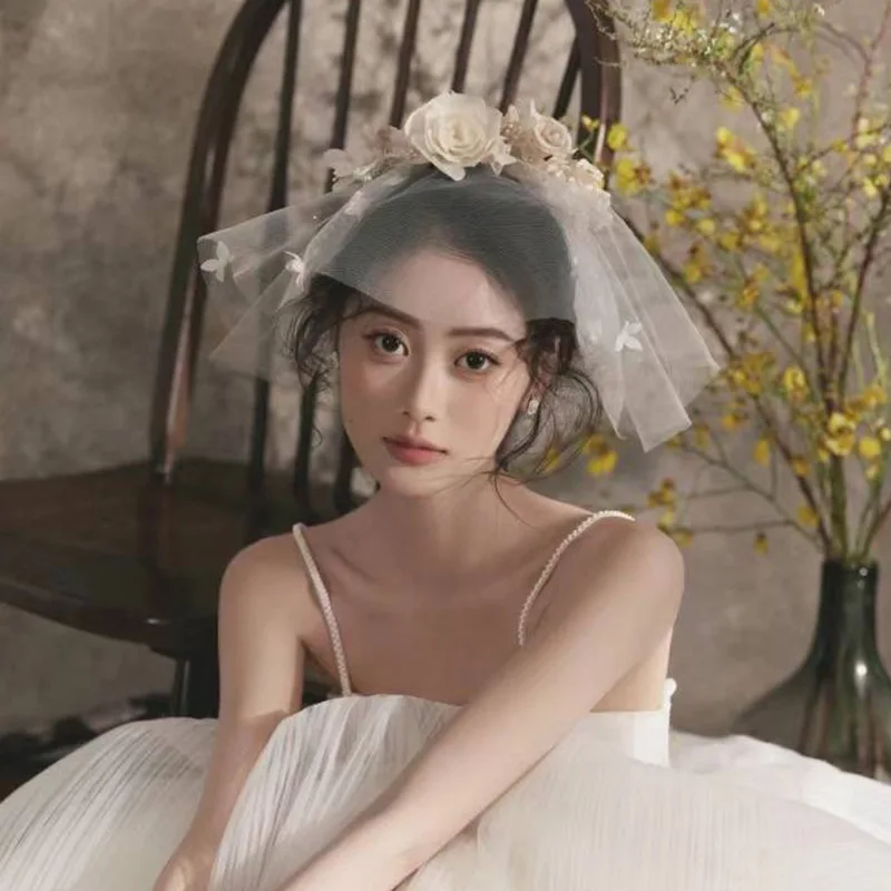 Neue koreanische Braut blumen schleier Hochzeit Fee Schönheit Accessoires Haare