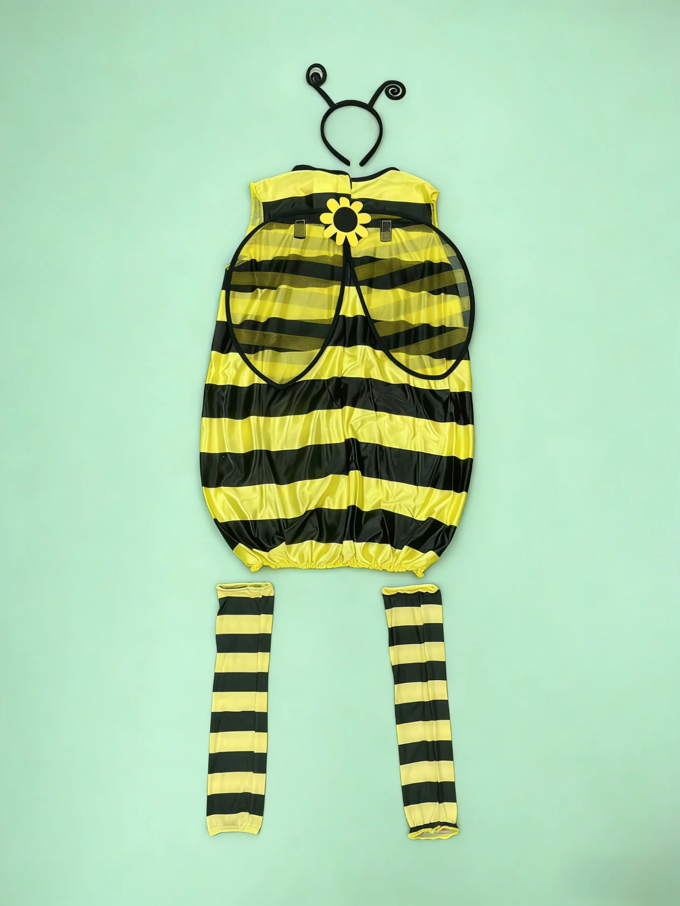 Girls Yellow Black Striped Sleeveless Straight Mini Dress