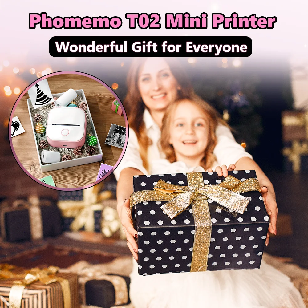 

Phomemo T02 Mini Bluetooth Thermal Printer Wireless Portable 53mm Sticker Printer for DIY Labels Gift Tags & Handbooks