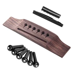 Acoustic Guitar Rosewood Bridge Set with Pins Nut & Saddle Upper Lower String Pillows for Folk/Classical/Uku Guitar Accessories