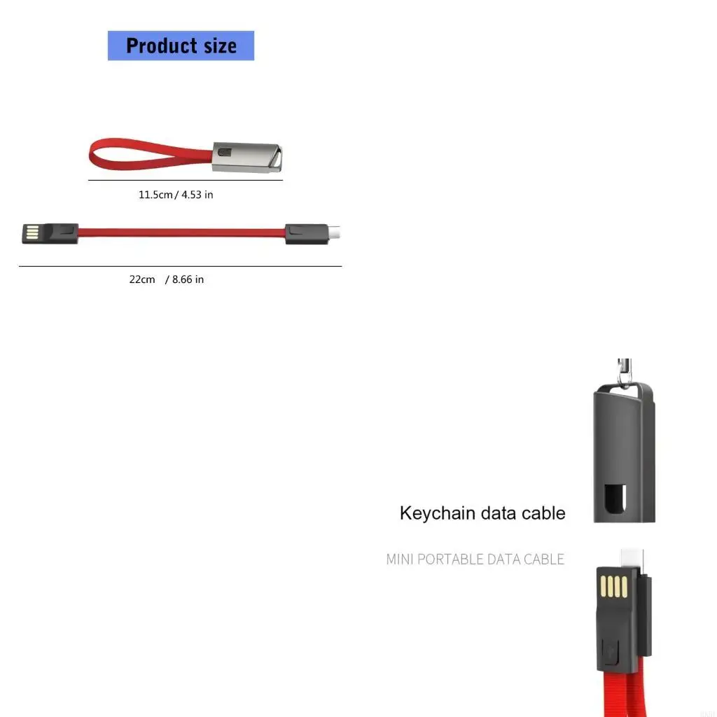 

Short USB to Type C Fast Cord Keychain Pendant Power Supply Cable 480Mbps Data Transmission for Phones HX5E