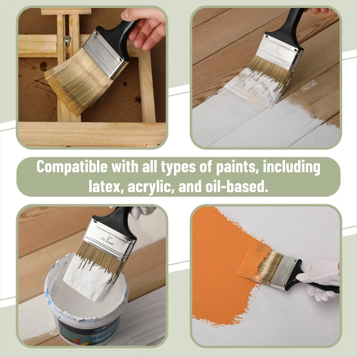 2026 + فرش طلاء، 4 بوصة، فرش طلاء مسطحة للجدران، مجموعة فرش طلاء الأثاث، فرش طلاء الحائط لطلاء الجدران