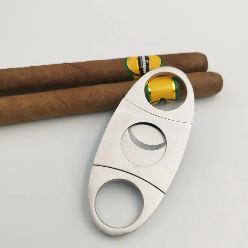 Classic stainless steel metal double blade cigar cutter